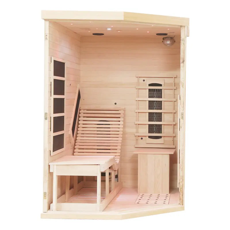 1 Person Far Infrared Red Cedar Indoor Sauna with Recliner & 7-Color LED Lights