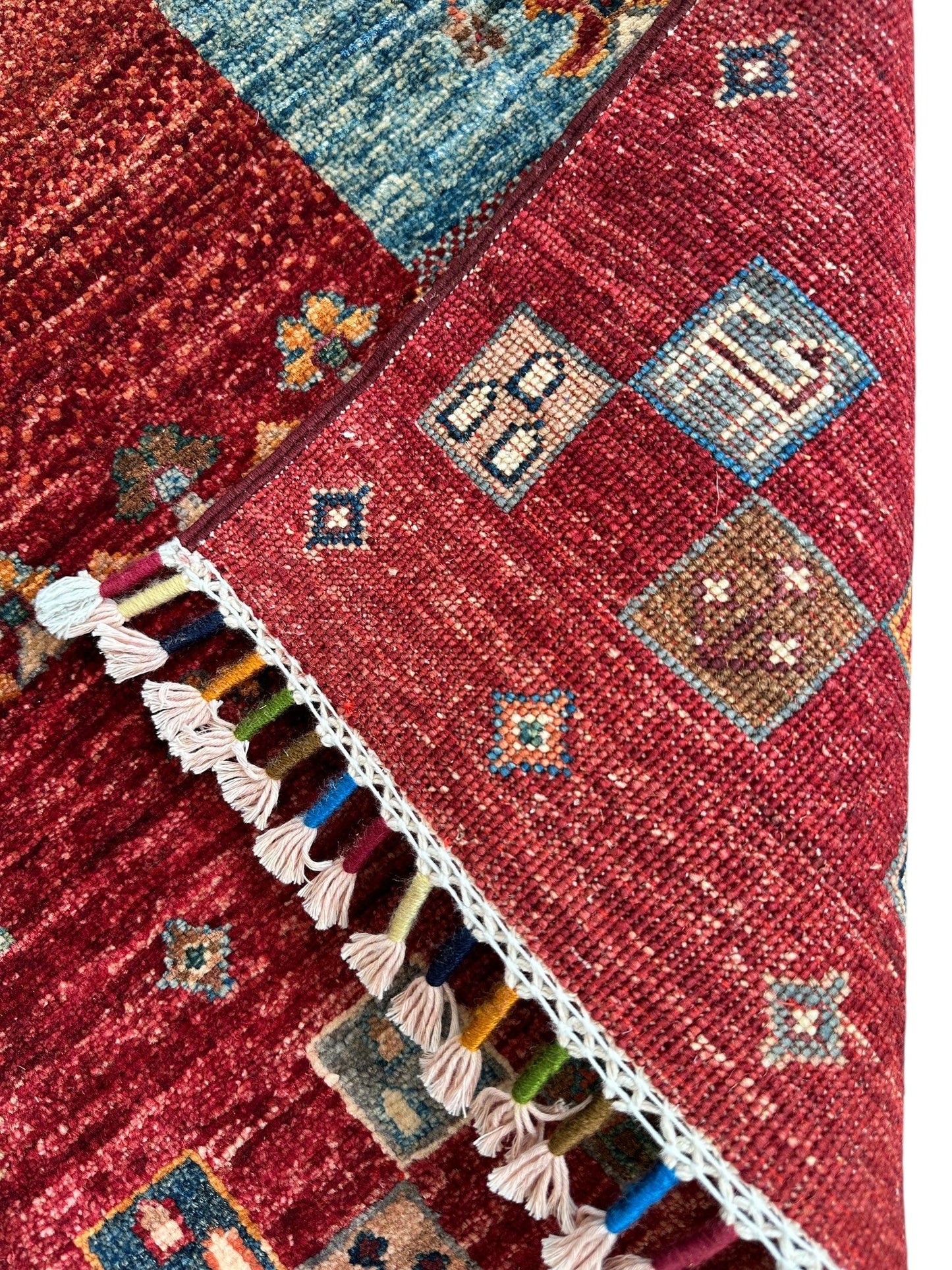 Afghani Khorjin Wool Rug – 7' x 9'10" – Vibrant Geometric & Tribal Patterns