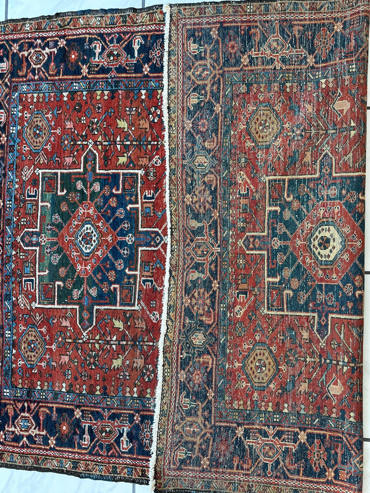 KARAJA Persian Antique Heriz Rug 4'9" x 6'