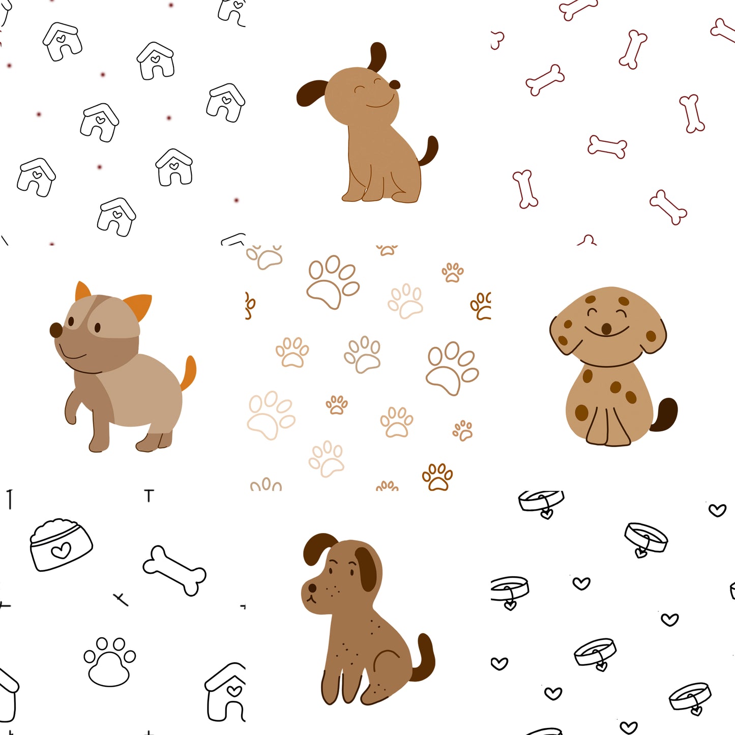 Cute Dogs Paw Bones Printed Canopy