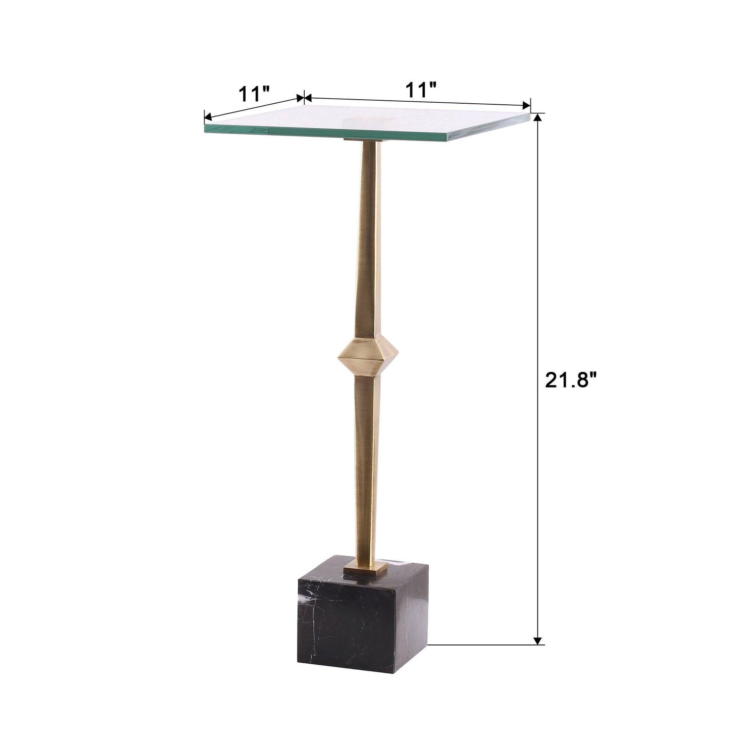 11" Square Side Table with Marble Base