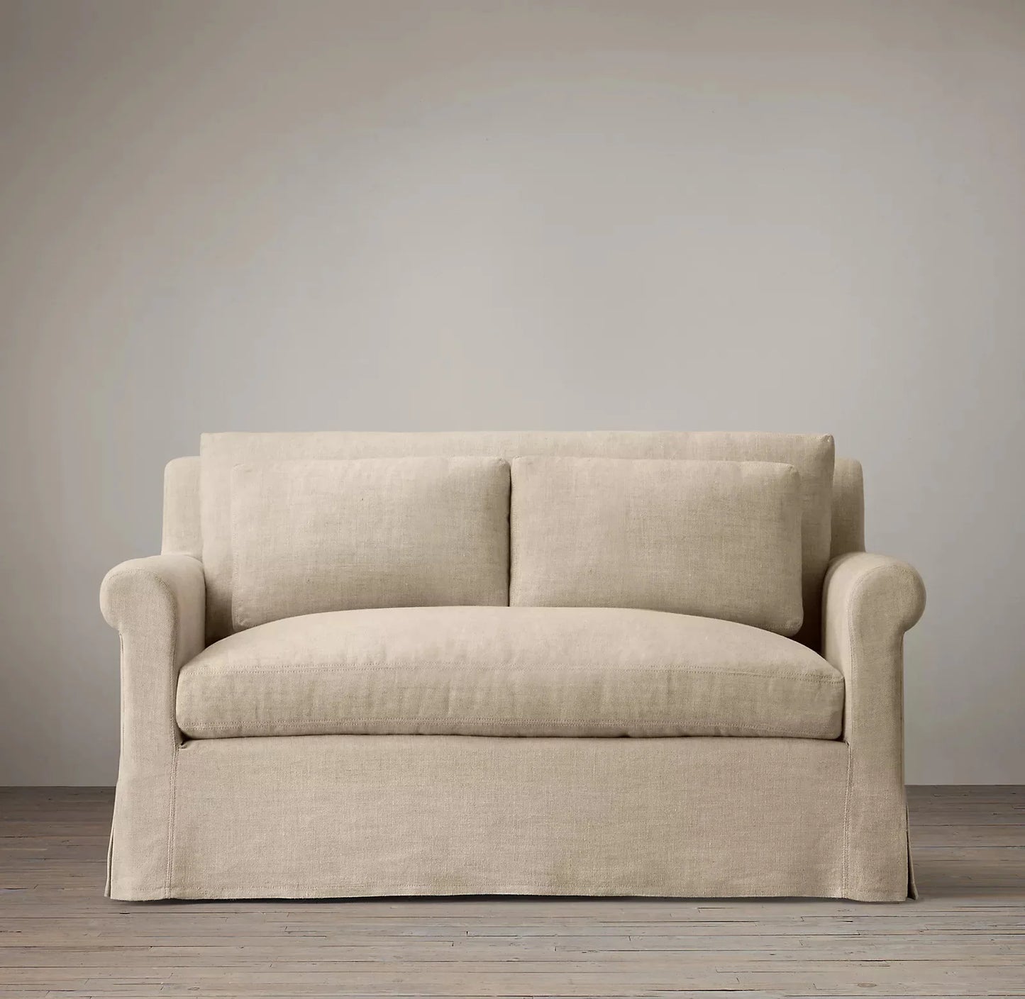 Domira Élan Vintage Linen Sofa – Fully Washable Art-Retro Cream Tufted Custom Corner Sofa (Single / Double / Triple)