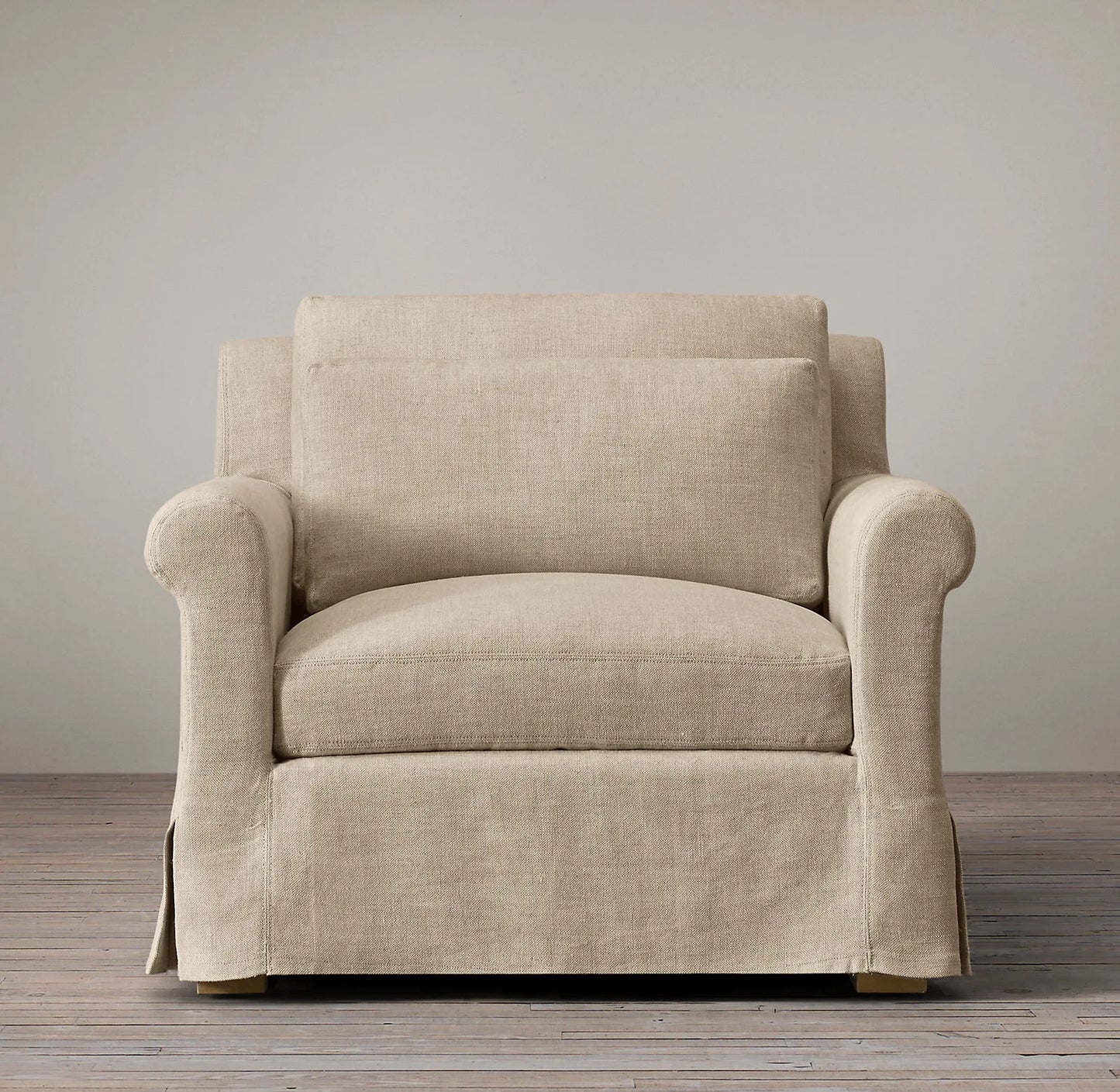 Domira Élan Vintage Linen Sofa – Fully Washable Art-Retro Cream Tufted Custom Corner Sofa (Single / Double / Triple)