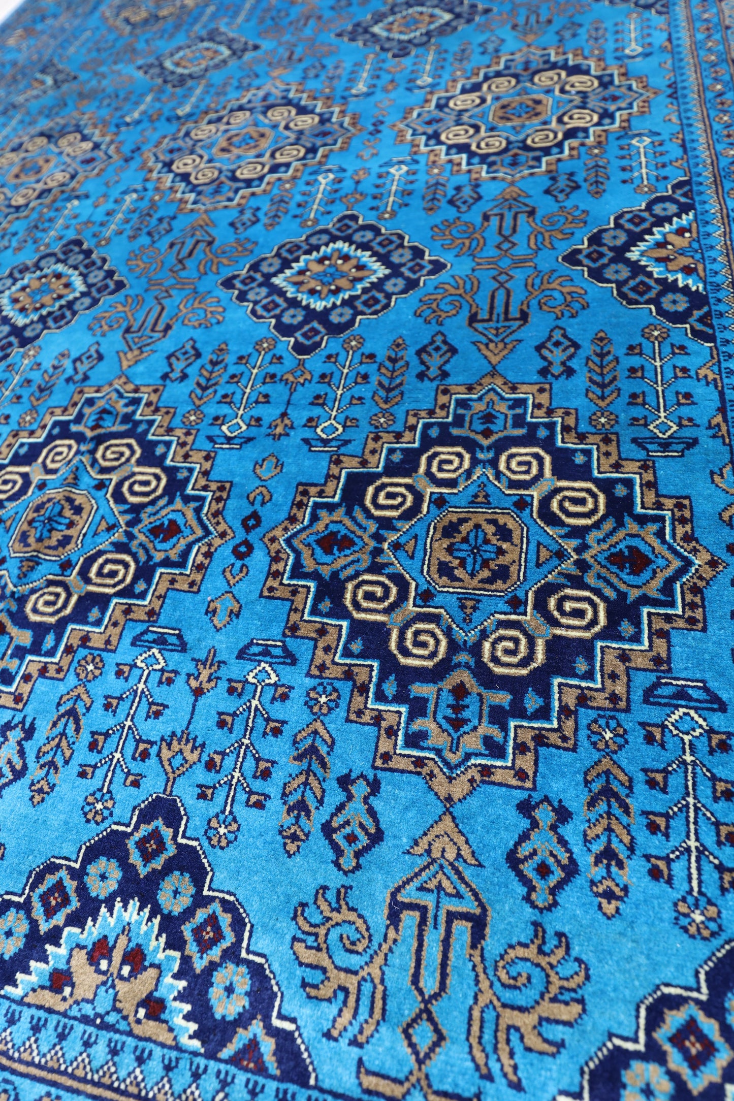 Hand-Knotted Afghani Zerkhaki Wool Rug – 6’6″ x 10’0″