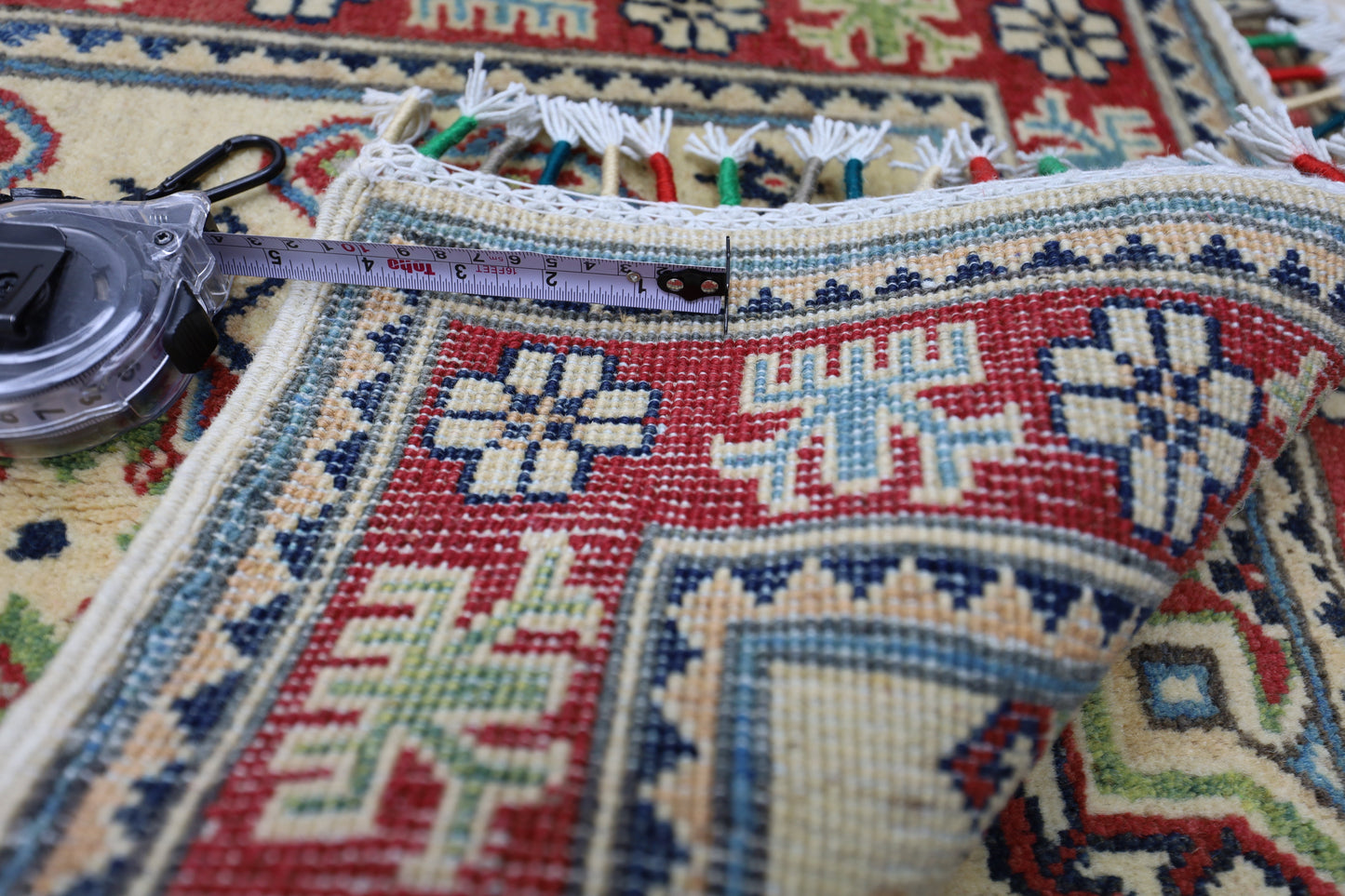 Hand-Knotted Afghani Kazak Wool Rug – 2’0″ x 6’2″