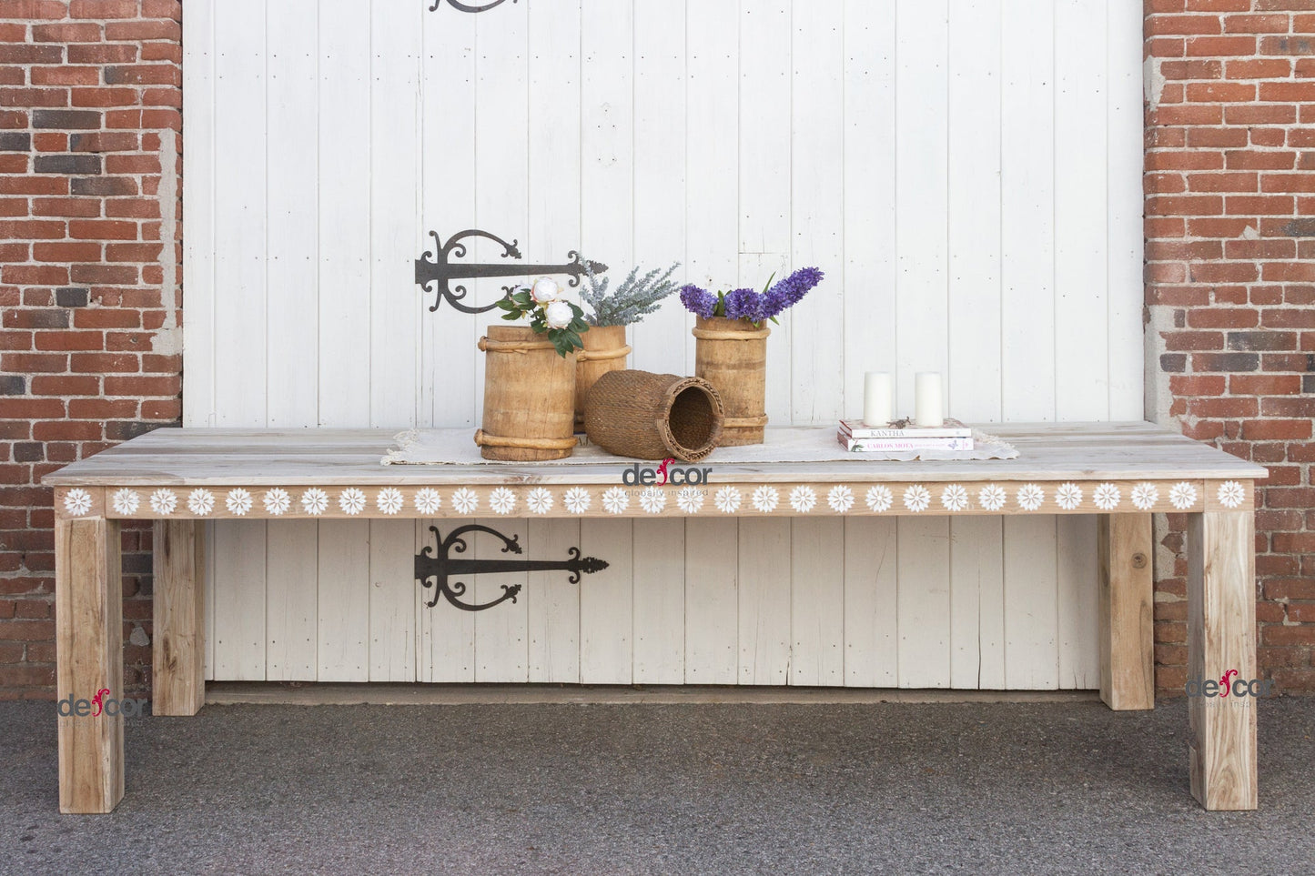 Very Large Blossom Inlaid Dining Table