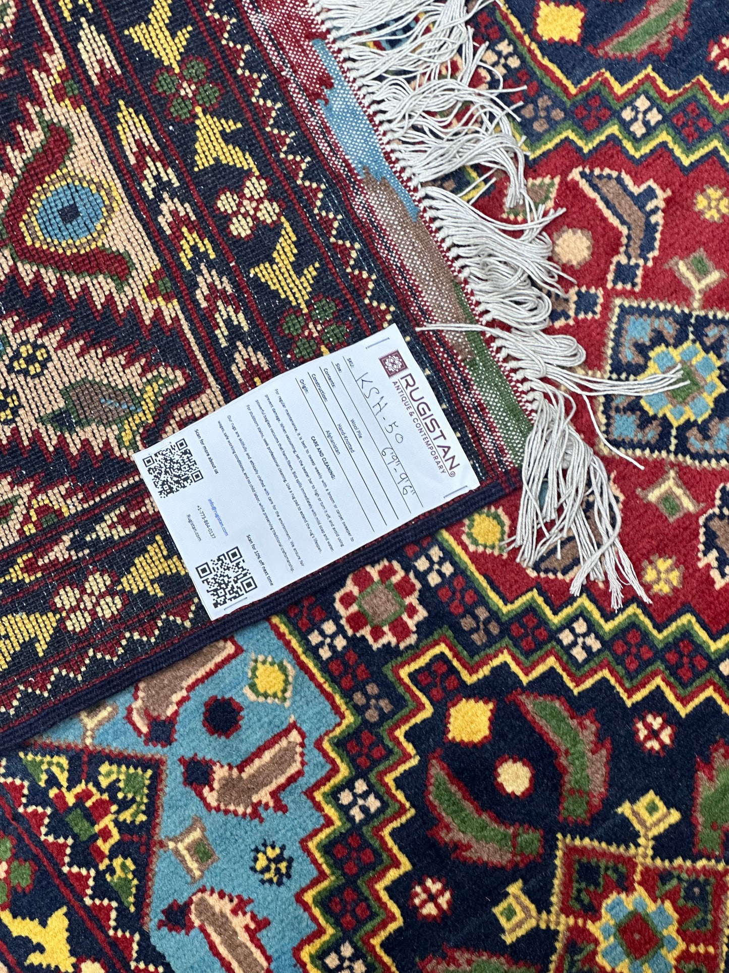 Hand-Knotted Afghani Kashi Wool Rug – 6’9″ x 9’6″