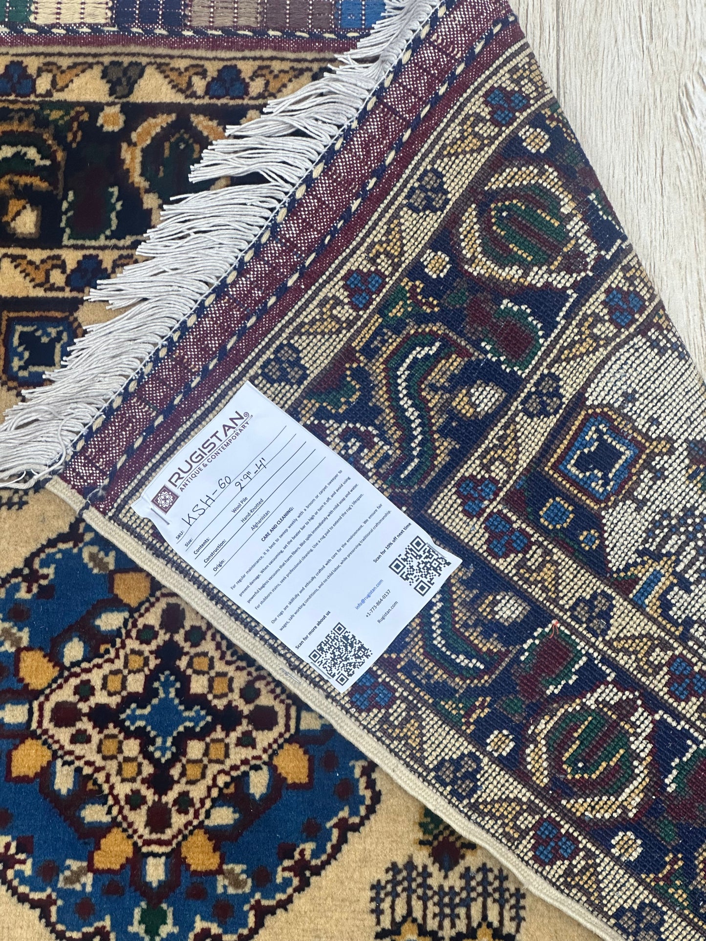 Hand-Knotted Afghani Kashi Wool Rug – 2’9″ x 4’4″