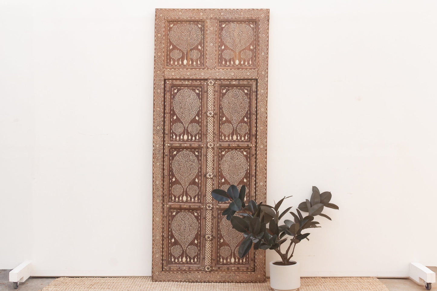 Antique Anglo-Indian Tree of Life & Bird Inlay Door