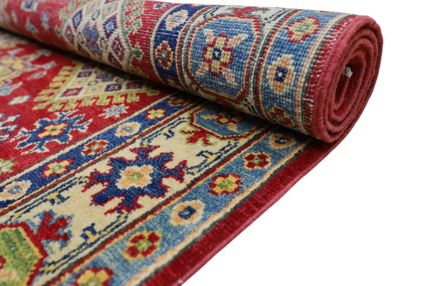 Hand-Knotted Afghani Kazak Wool Rug – 3’10″ x 6’0″