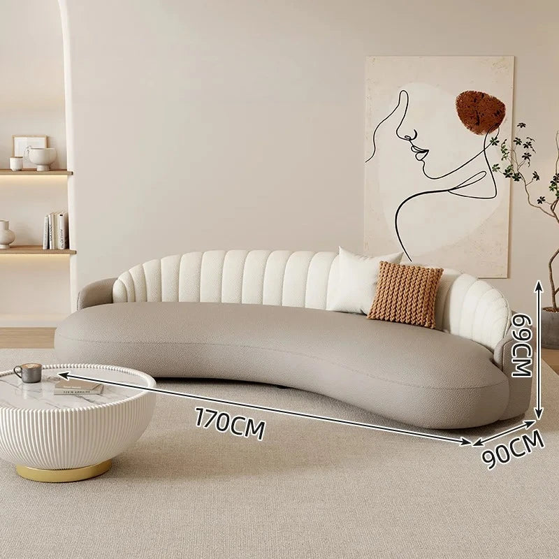 DUTRIEUX Arcadia Cream Wind Sofa — European Velvet Lounge Masterpiece, Art-Inspired L-Shaped Designer Furniture with Woodcraft Foundation