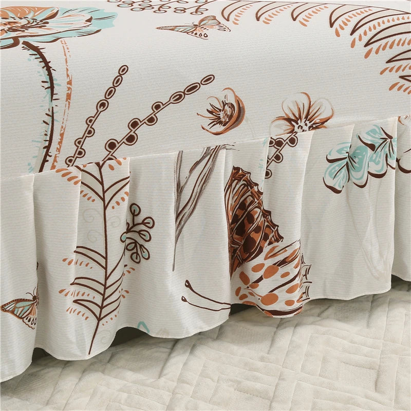 ✨ Maison Skirted Elegance – Print Armless Sofa Bed Cover with Chic Quilted Finish 🌸
