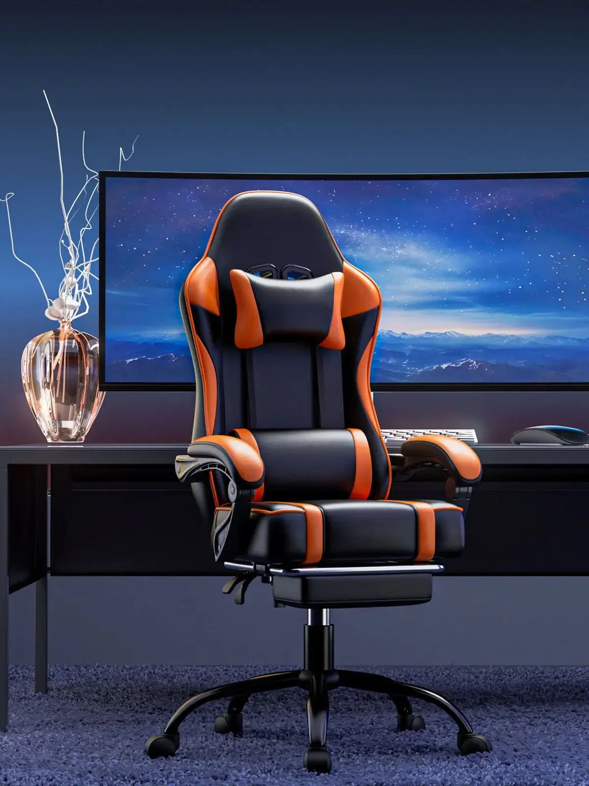 The House Of Bonney™ Supreme Recline Gaming Chair with Footrest – Premium PU Leather Gamer & Office Throne for Adults