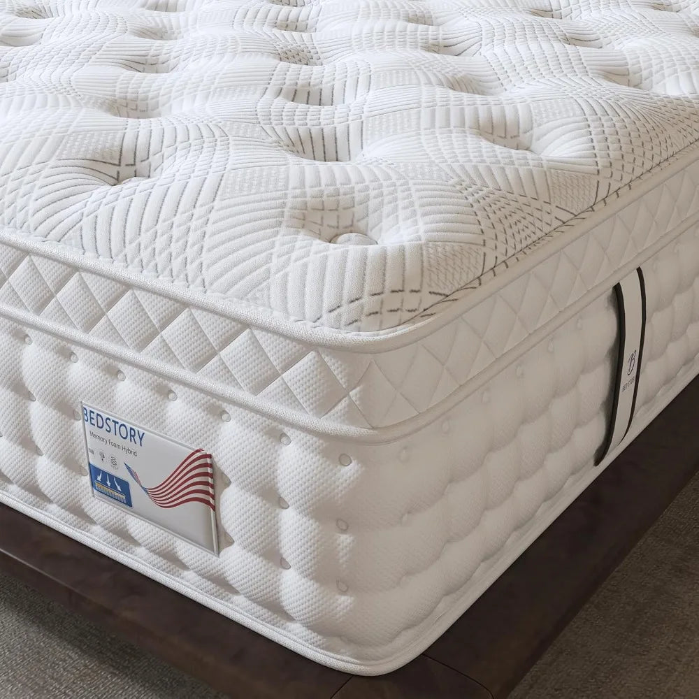 The House of Bonney 14-Inch Queen Hybrid Mattress – Deep Sleep Luxury with Lumbar Support, Orthopedic Firm Memory Foam, Motion Isolation & Pain Relief