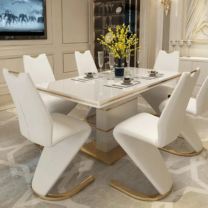 Z Harmony PU Leather Dining Chairs (2-Piece Set) | Modern Minimalist Z-Shape Iron Frame Chairs for Dining & Living Rooms | Soft Comfort Meets Contemporary Elegance