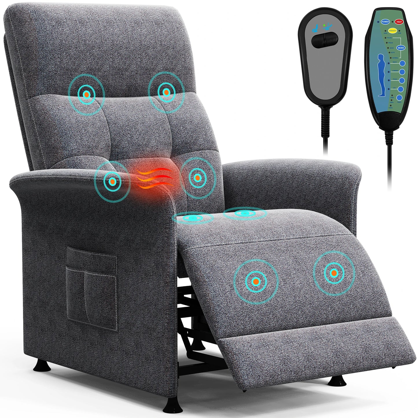 ZBOM Power Recliner Chair with Massage & Heat – Adjustable Electric Lounge Chair for Adults, Home Theater Luxury Comfort