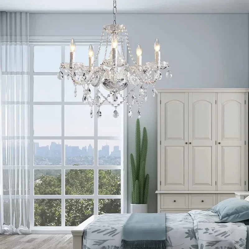 The Bellavie Crest – European Crystal Pendant Chandelier for Luxe Dining, Kitchen, and Loft Interiors