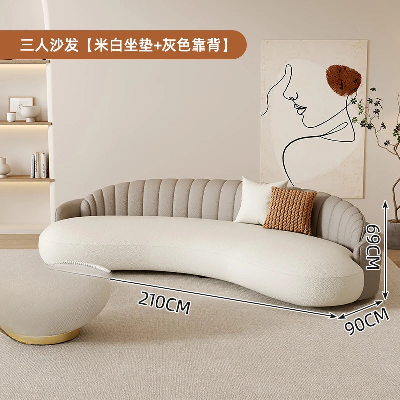 DUTRIEUX Arcadia Cream Wind Sofa — European Velvet Lounge Masterpiece, Art-Inspired L-Shaped Designer Furniture with Woodcraft Foundation