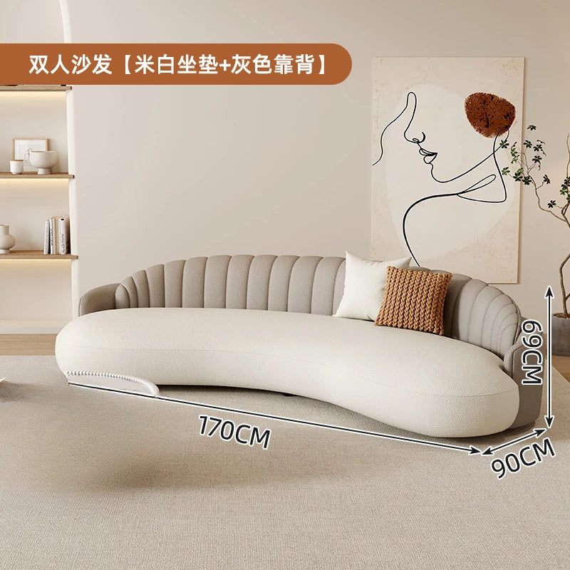 DUTRIEUX Arcadia Cream Wind Sofa — European Velvet Lounge Masterpiece, Art-Inspired L-Shaped Designer Furniture with Woodcraft Foundation