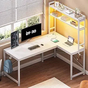 ARCHELLE LX Pro | Reversible L-Shaped LED Gaming & Workstation Desk with Power Hub & Storage – Luxe Industrial Tech Corner Desk