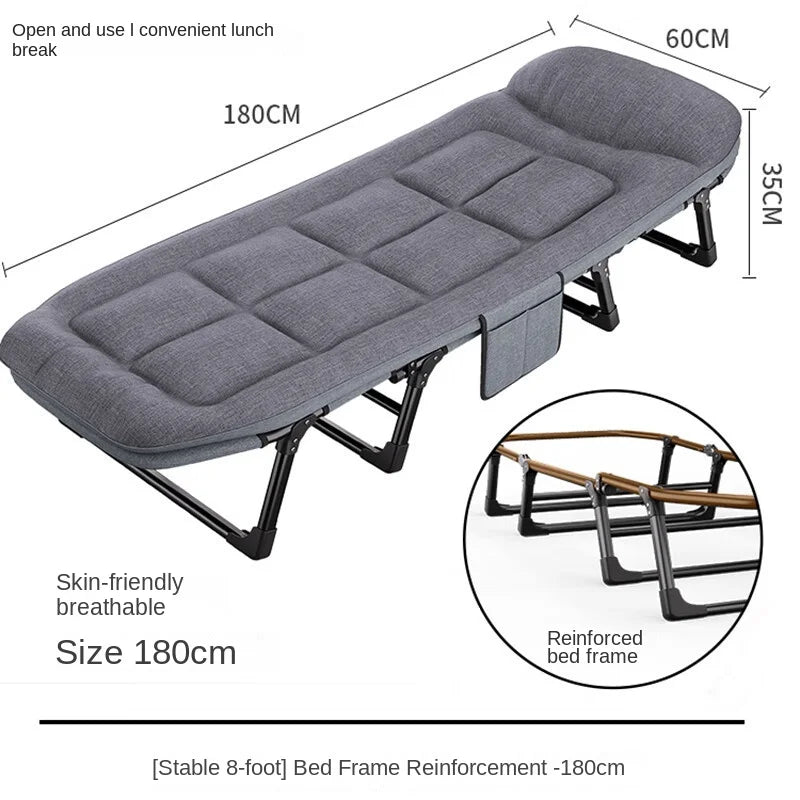 American-Style Folding Bed with Backrest & Storage – Compact Portable Aluminium Alloy Bed for Home & Office Nap – Sturdy & Easy to Store