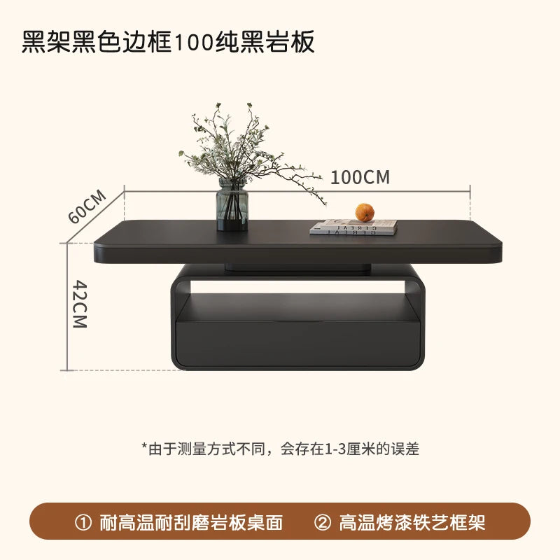 WhisperStone Luxe Living Room Coffee Table – Modern Minimalist Rock Slab Masterpiece with Storage, Style & Soul