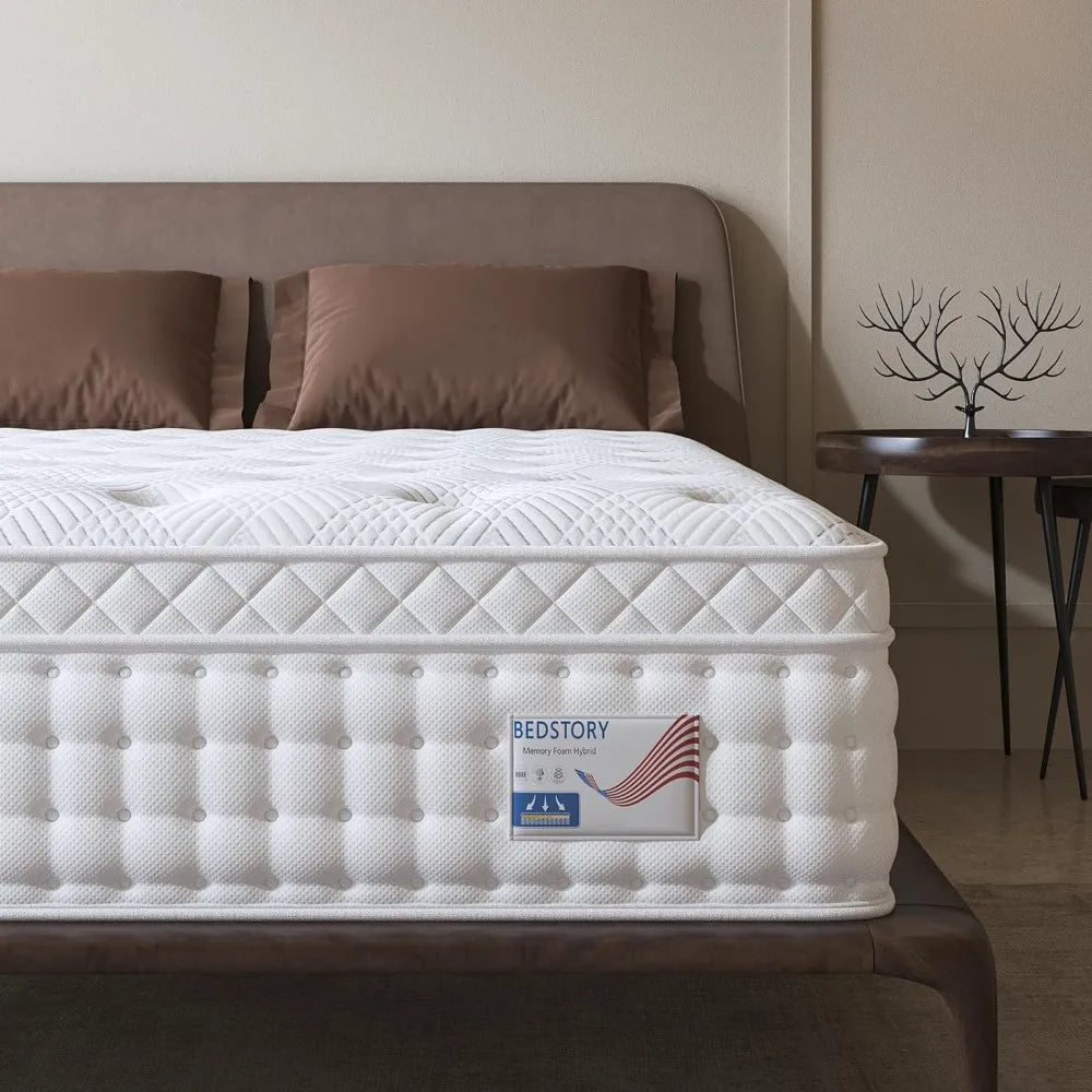 The House of Bonney 14-Inch Queen Hybrid Mattress – Deep Sleep Luxury with Lumbar Support, Orthopedic Firm Memory Foam, Motion Isolation & Pain Relief