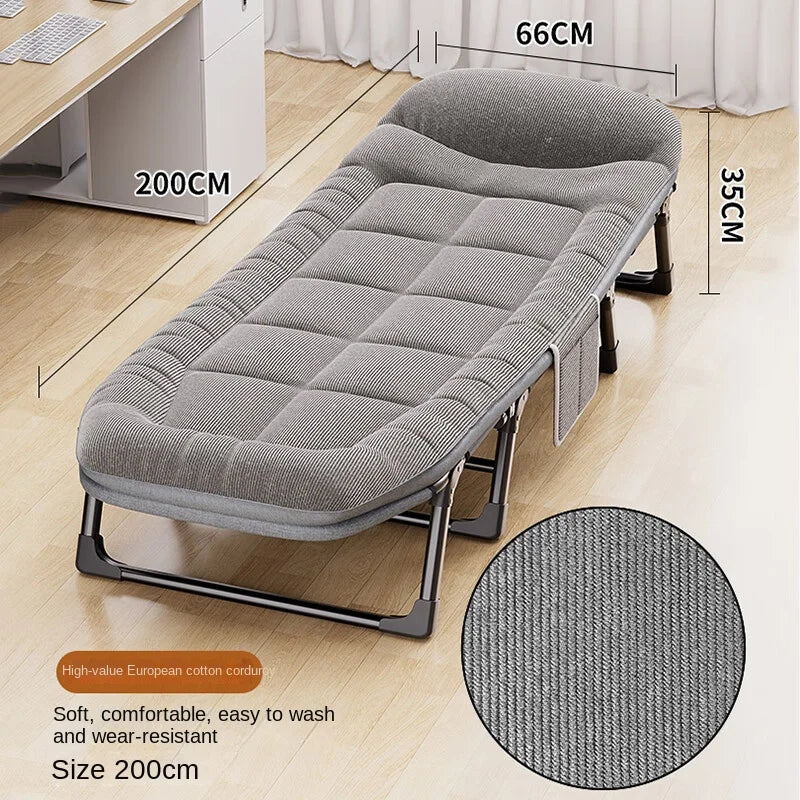 American-Style Folding Bed with Backrest & Storage – Compact Portable Aluminium Alloy Bed for Home & Office Nap – Sturdy & Easy to Store