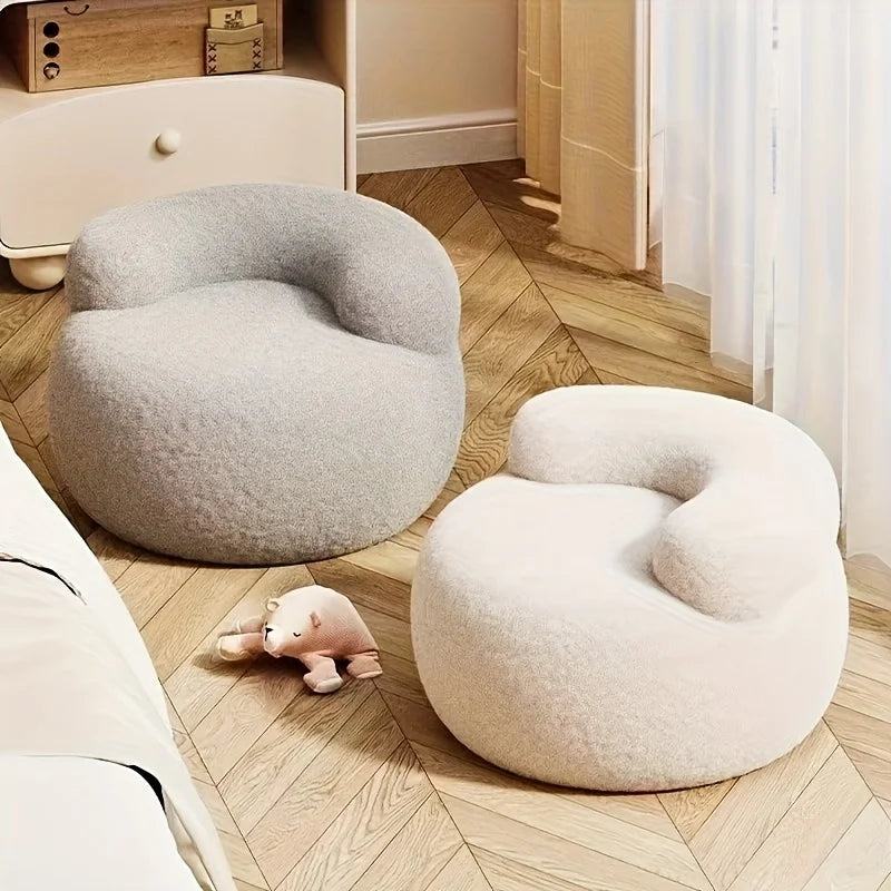 🌰 The Montclair Cream Pouf – Modern Hardwood Low Stool & Coffee Table Accent ✨