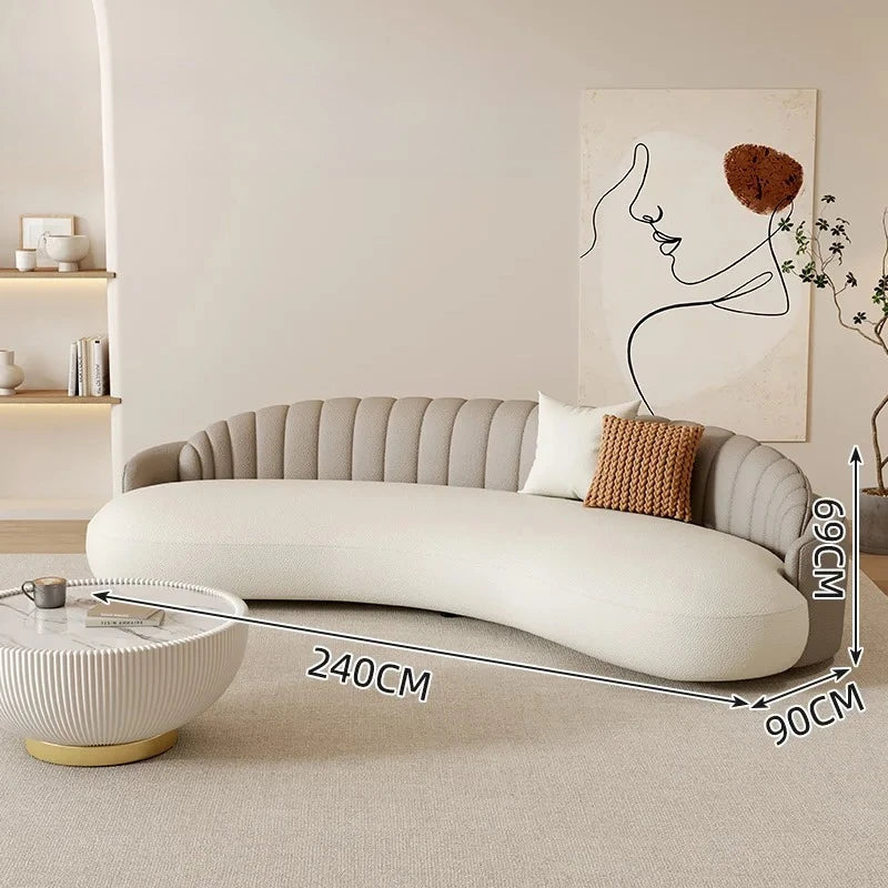 DUTRIEUX Arcadia Cream Wind Sofa — European Velvet Lounge Masterpiece, Art-Inspired L-Shaped Designer Furniture with Woodcraft Foundation