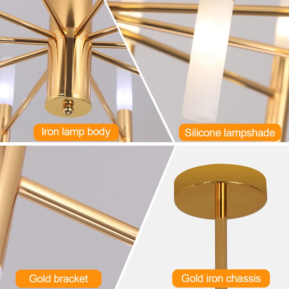 Gilded Elegance LED Chandelier – Art Deco Gold Pendant Light for Luxurious Living Spaces