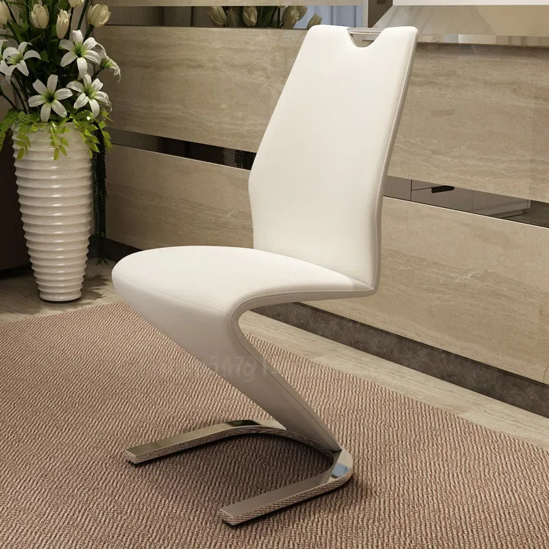 Z Harmony PU Leather Dining Chairs (2-Piece Set) | Modern Minimalist Z-Shape Iron Frame Chairs for Dining & Living Rooms | Soft Comfort Meets Contemporary Elegance