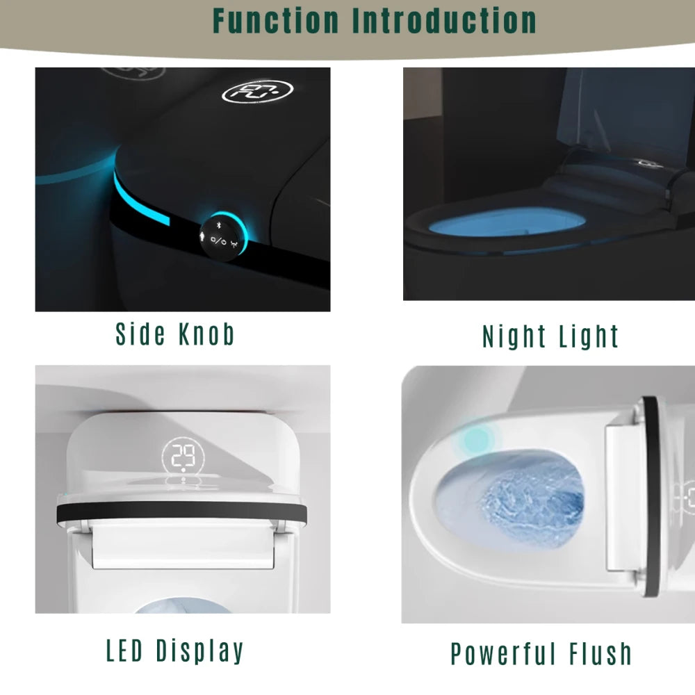 PrivéWave Intelligent Smart Toilet – Auto-Lift Seat, Foot Sensor, LED Display & Bidet Elegance