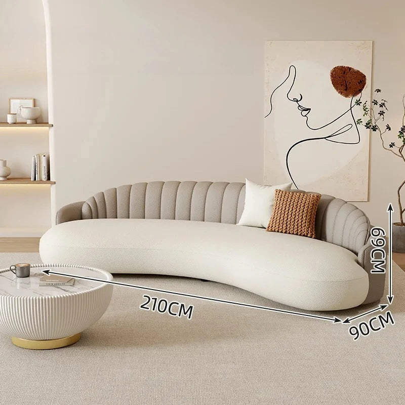 DUTRIEUX Arcadia Cream Wind Sofa — European Velvet Lounge Masterpiece, Art-Inspired L-Shaped Designer Furniture with Woodcraft Foundation