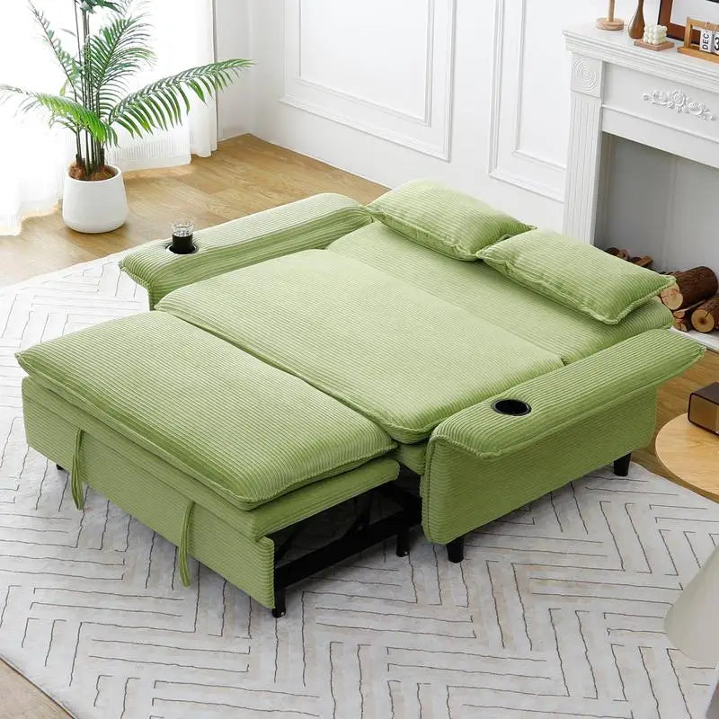 The Élan Verde Convertible Sofa Bed | 65.74” Luxe Corduroy Statement Piece, Dual-Function Reclining Elegance for Living & Bedroom Spaces | Limited Series
