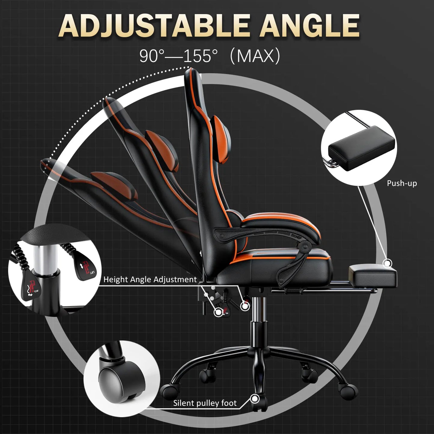The House Of Bonney™ Supreme Recline Gaming Chair with Footrest – Premium PU Leather Gamer & Office Throne for Adults