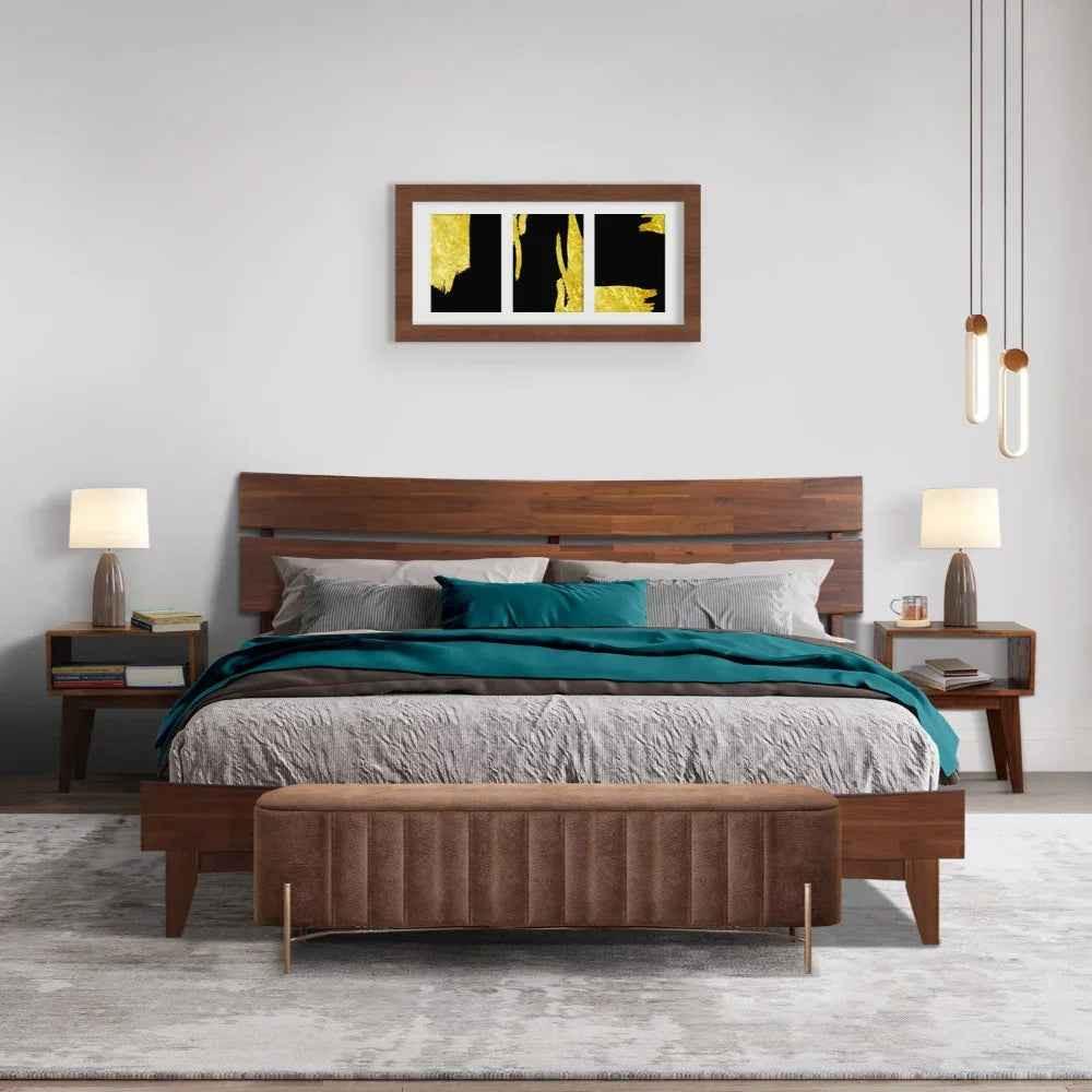Acacia Aurora Bed Frame & Nightstand Set for Stylish Bedrooms