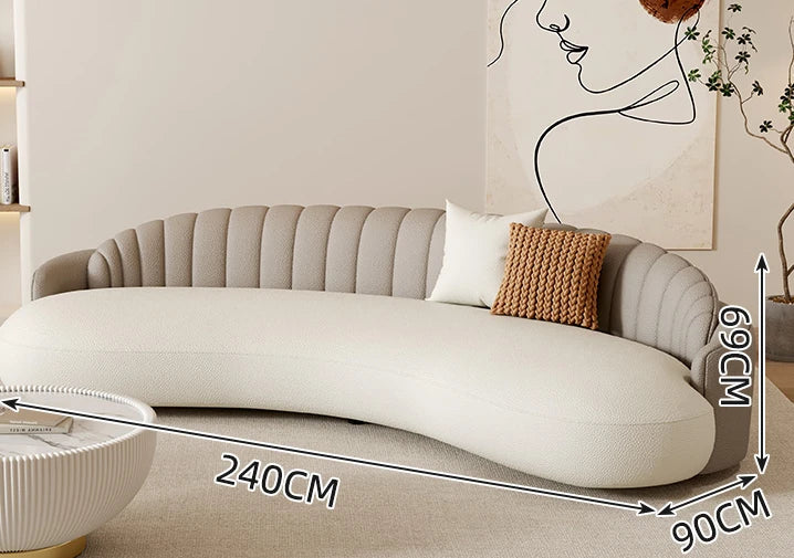 DUTRIEUX Arcadia Cream Wind Sofa — European Velvet Lounge Masterpiece, Art-Inspired L-Shaped Designer Furniture with Woodcraft Foundation