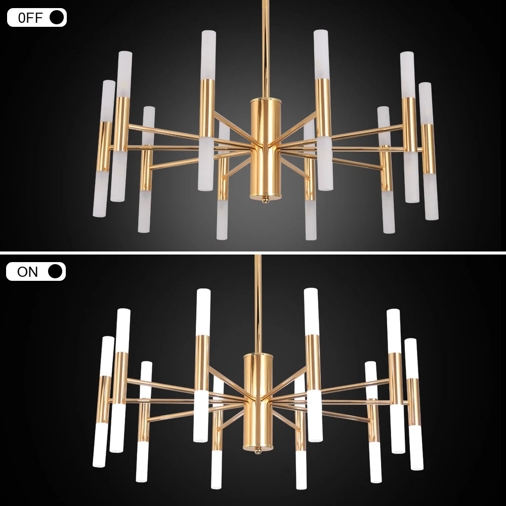 Gilded Elegance LED Chandelier – Art Deco Gold Pendant Light for Luxurious Living Spaces