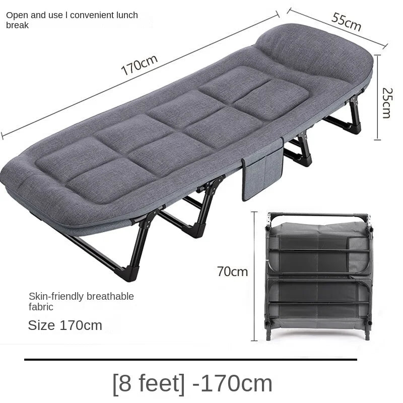 American-Style Folding Bed with Backrest & Storage – Compact Portable Aluminium Alloy Bed for Home & Office Nap – Sturdy & Easy to Store