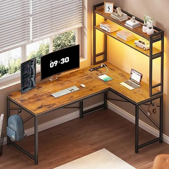 ARCHELLE LX Pro | Reversible L-Shaped LED Gaming & Workstation Desk with Power Hub & Storage – Luxe Industrial Tech Corner Desk