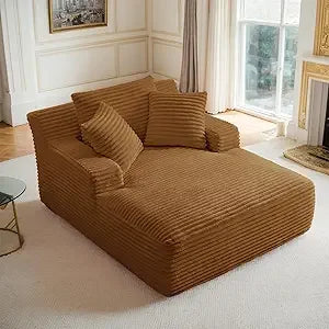 Oversized Chaise Lounge Chair Indoor Corduroy Sofa Bed with Throw Pillows Recliner Chair Comfy Large Deep Seat Sofa Couch for Li