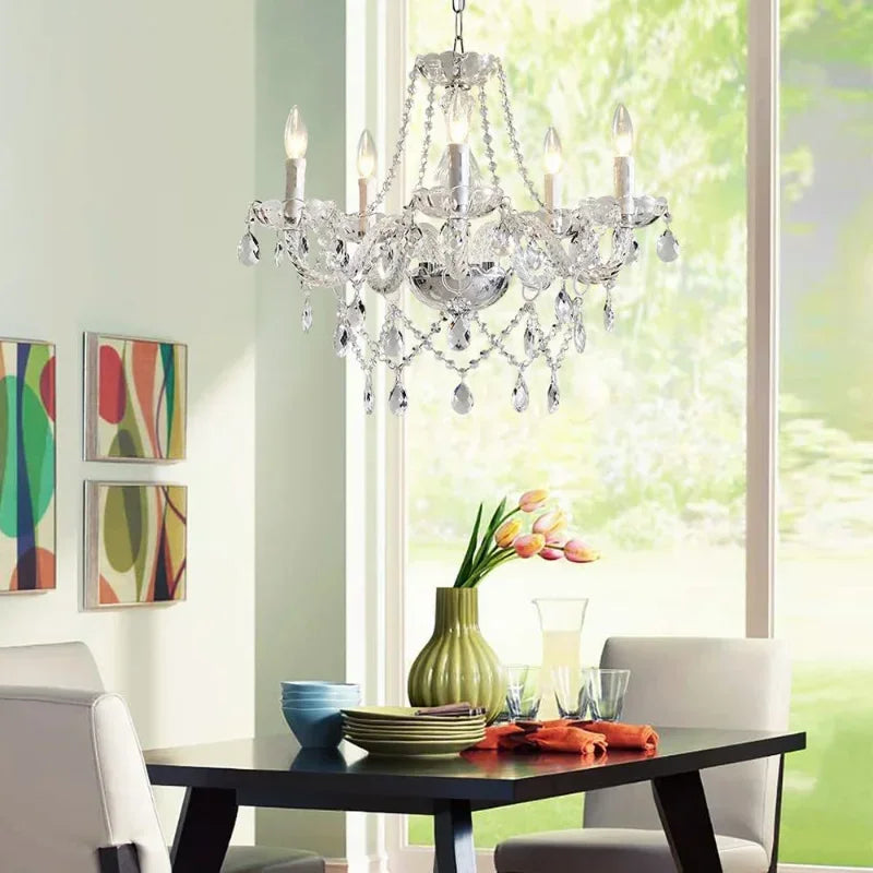 The Bellavie Crest – European Crystal Pendant Chandelier for Luxe Dining, Kitchen, and Loft Interiors