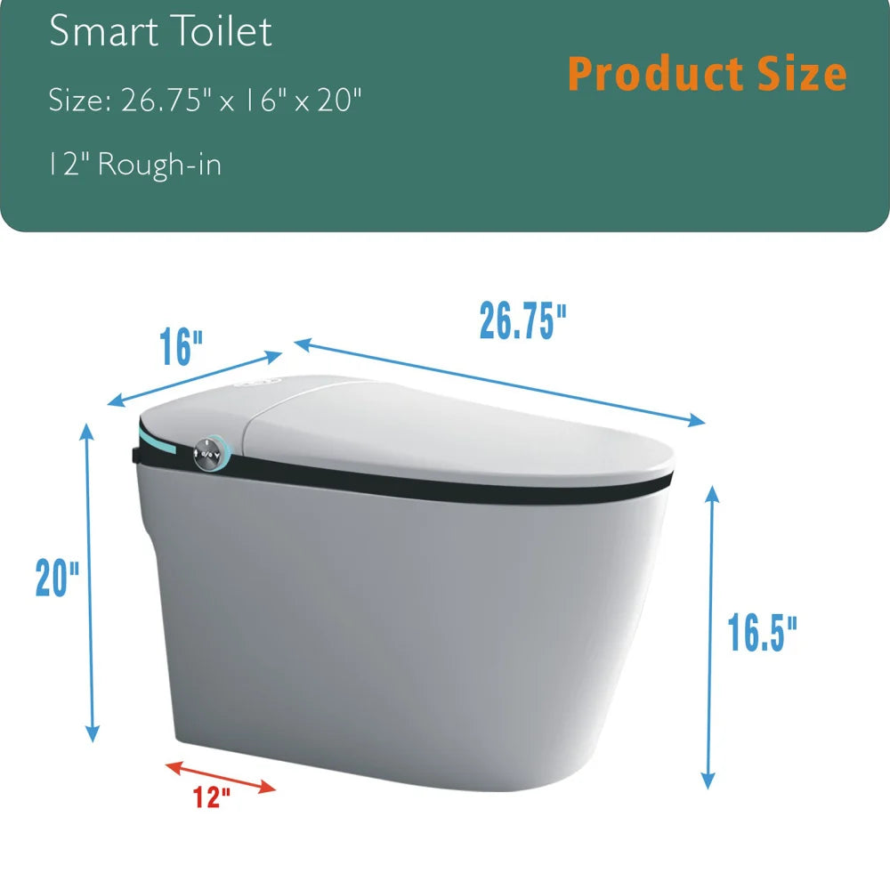 PrivéWave Intelligent Smart Toilet – Auto-Lift Seat, Foot Sensor, LED Display & Bidet Elegance