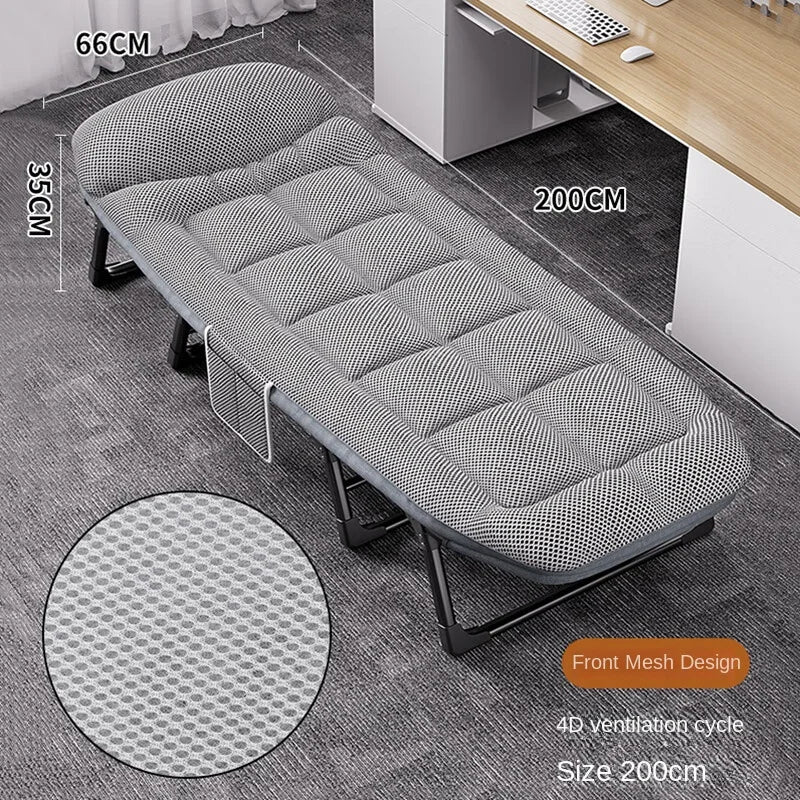 American-Style Folding Bed with Backrest & Storage – Compact Portable Aluminium Alloy Bed for Home & Office Nap – Sturdy & Easy to Store