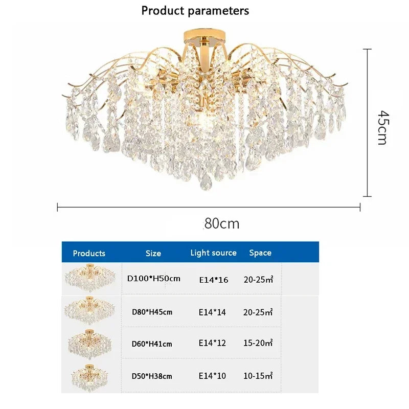 Aurum Éclat™ by The House Of Bonney – Tricolor Modern Crystal LED Flush-Mount Chandelier for Luxe Living & Bedroom Atmosphere