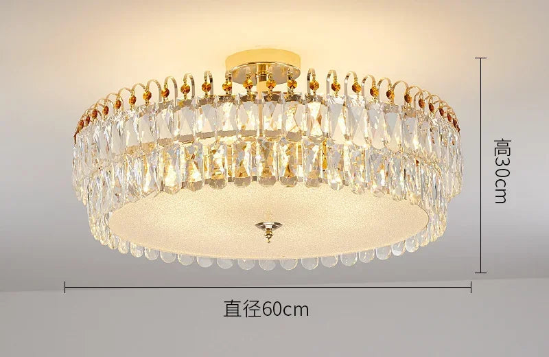 Aurum Éclat™ by The House Of Bonney – Tricolor Modern Crystal LED Flush-Mount Chandelier for Luxe Living & Bedroom Atmosphere