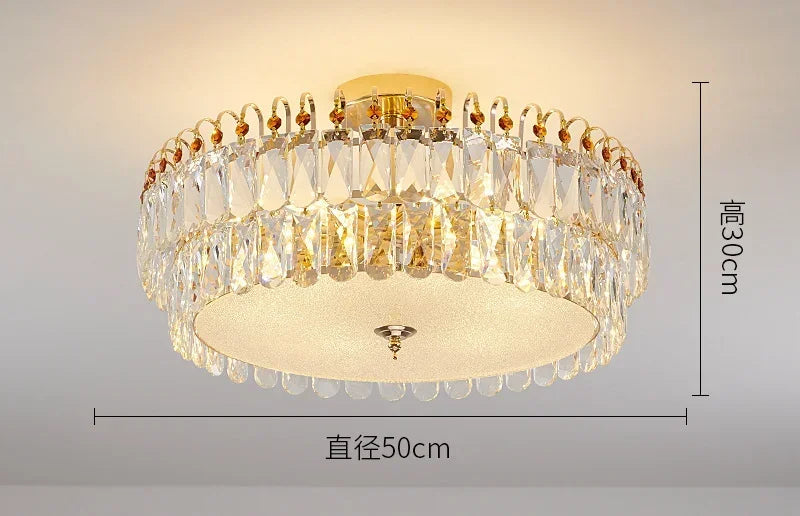 Aurum Éclat™ by The House Of Bonney – Tricolor Modern Crystal LED Flush-Mount Chandelier for Luxe Living & Bedroom Atmosphere