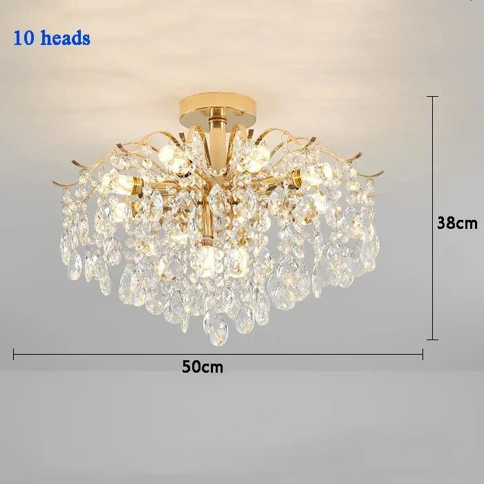 Aurum Éclat™ by The House Of Bonney – Tricolor Modern Crystal LED Flush-Mount Chandelier for Luxe Living & Bedroom Atmosphere