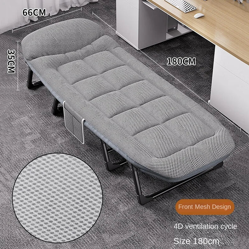 American-Style Folding Bed with Backrest & Storage – Compact Portable Aluminium Alloy Bed for Home & Office Nap – Sturdy & Easy to Store